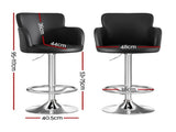 Artiss 1x Leather Bar Stools Swivel Adjustable Gas Lift PU Counter Chairs Black BA-K-7200-BK