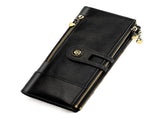 women's leather wallet, anti-skimming wallet, retro style wallet, Korean fashion wallet, long wallet V1106-939-98020-BRN-L