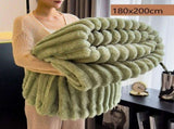 Warm Bunny Plush Single XL Blanket Thick Flannel Sofa Nap Throw Gift Matcha Green 180200cm Nice V1221-XM-LB5556-ZS195