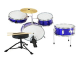 Karrera Mini 4-Piece Children Drum Kit Set Wooden with 2 Toms Bass Pedal Snare Stool Metallic B 4PC-DRUM-BU