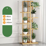6 Tiers Vertical Bamboo Plant Stand Staged Flower Shelf Rack Outdoor Garden V63-837941