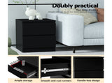 Artiss 2x Bedside Table 2 Drawers - PEPE Black FURNI-E-PURE-BKX2