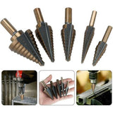 5 pcs Metal Step Drill Bit, 5-35Mm Hss Titanium Conical Triangle Metal Step Cutter For Steel, Wood, V1188-MS-227-0598