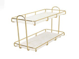 2 Tier Bathroom Shelf Countertop Standing Shelf with Partition Cosmetic Storage Rack Holder Gold V1294-YM0703-3112230031211