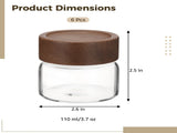 6PCS Airtight Glass Canisters, 3.7oz Glass Storage Jars with Acacia Wood Lids, Clear Food Storage V1192-AZ-W-18387