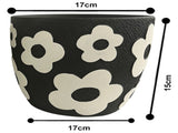 Set 2 Assorted Monochrome Flower Planters w Hole Plug 17cm V637-88736PLN