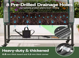 Green Fingers Mobile Raised Garden Bed with Greenhouse Cover Storage Shelf for Tomato Vegetables GB-AG-PLAT-GH-WH