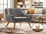 Artiss 2X Armchair Lounge Chair Accent Tub Chair Grey ANNE UPHO-B-ARM04-GYX2