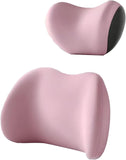 Pink Ergonomic Memory Foam Car Headrest & Lumbar Support Cushion Set - Driving Comfort Neck & Back V888-ELOSUNG27015