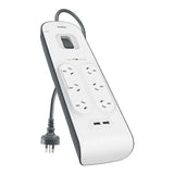 Belkin SurgePlus 6-Outlet 2-Meter Surge Protection Strip With Two Amp USB Charging Ports V1202-V2-MPAB6OSPSMPC