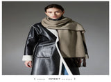 Dark brown Contrast Edge & Tassel Scarf - Chic Autumn/Winter Neckwear V888-ELOSUNG31031