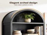 Artiss Buffet Sideboard Cabinet Pantry X2 180CM Arched Storage Bookshelf Black FUR-Z-SID180-ARCH-BK-ABX2