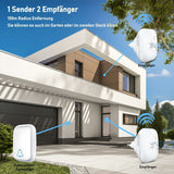 Wireless Doorbell Outdoor Waterproof With 2 Receivers Ip68 Waterproof 150M Range 4 Volume Levels 36 V1188-MS-227-1081