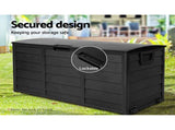 Gardeon Outdoor Storage Box 290L Lockable Organiser Garden Deck Shed All Black OSB-290L-ABK