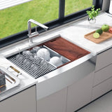 Farmhouse Kitchen Sink, 304 Stainless Steel Drop-In Sinks, Top Mount Single Bowl Basin with Ledge & V952-NSSC36YCYTJ0XIDTRV0