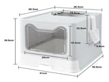 Self-Cleaning Hooded Cat Litter Box Enclosed Large Kitty Toilet Box Tray Refills V767-XPET124-GY