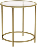 Gold Round Side Table with Golden Metal Frame Robust and Stable V178-11710