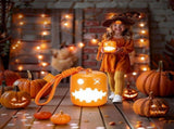 Dual-Expression Halloween Pumpkin Night Light with 7 Modes, Pull-String Control, and Rechargeable V1341-ZY-LHA5W2PK-2PCS