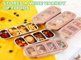 Set of 2 Stainless Steel Bento Lunch Box with 4 Compartments Leak-Proof Lids Stackable Snack V1237-ZY-917-288