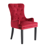 French Provincial Dining Chair Ring Studded Velvet Rubberwood Leg LISSE BORDEAUX RED V274-FT-VFC-1141-RD1