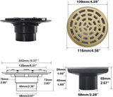 Round Shower Drain SUS304 Stainless Steel Brushed Gold Shower Drain 4 inch with Adjustable PVC Base V1258-DP02-C-2235