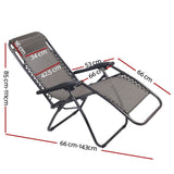 Gardeon Zero Gravity Chair Folding Outdoor Recliner Adjustable Sun Lounge Camping Grey FF-ZGC-GR