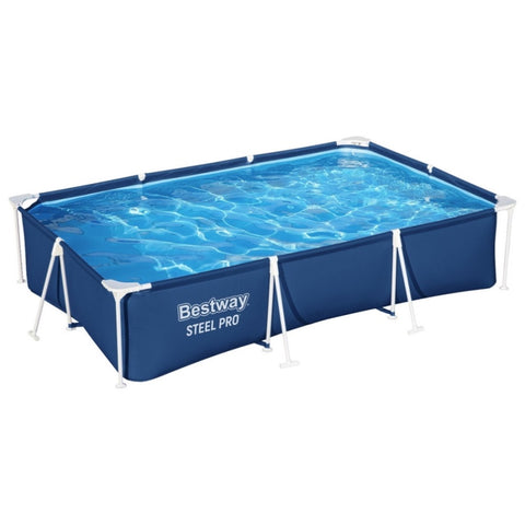 Bestway Swimming Pool 300x201x66cm Steel Frame Above Ground Pools w/ Filter Pump 3300L BW-POOL-SQ-3M-56412