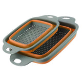 Square Collapsible Colander with Handles Square Silicone Kitchen Strainers with Plastic Handles V1366-AZ2-W-23856