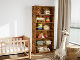 Levede 6 Tier Book Shelf Adjustable Shelves Walnut CH1154-6-WA