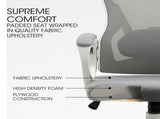 FORTIA Ergonomic Mesh Office Chair Computer Seat with Headrest Adjustable Recline, White/Grey V219-OFFOCRFOE1WA