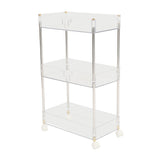 Kitchen Storage Rack Cart Multifunctional 3 Layers ABS Slim Rolling Utility Cart for Bathroom Snacks V1294-YM0901-3112230078211