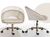 Office Desk Chair - Velvet Home Office Swivel Computer Seat COVE CREAM V274-FT-VOC-004GD-CR