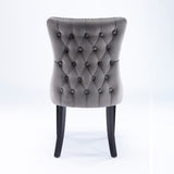 6x Velvet Upholstered Dining Chairs Tufted Wingback Side Chair with Studs Trim Solid Wood Legs for V226-SW8809GY-3