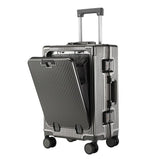 20 Inch Front Opening Carry On Luggage, Aluminium Frame Hard Shell Suitcase with Spinner Wheels, TSA V1265-YY-274