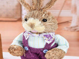 2 Pcs Handmade Straw Bunny Woven Standing Bunny Statue Decor for Indoor Child Party Purple V1294-YM0901-250120FB05-1