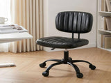 Artiss Armless Office Chair with Wheels, Ergonomic PU Leather Office Desk Chair, Height Adjustable OCHAIR-M-1142-PU-BK