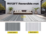 Gardeon Outdoor Rugs 274x366cm Large Carpet Reversible Area Mat PP Dual-Sided Patio Rug Bohemian OR-9X12FT-ARGYLE-GY