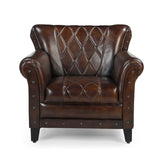 STUDDED LEATHER ARM CHAIR V742-M10368