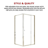 Adjustable Semi Frameless Shower Screen 98-106cm x 89-92cm With Gold Hardware For Modern Bathrooms V63-958171