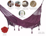 Outdoor undercover cotton Mayan Legacy hammock with hand crocheted tassels Queen Size Maroon V97-TDQMAROON