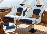 Seamanship Captain Bucket Boat Seats Flip Up Bolster Swivel 15cm Padding with Adjustable Pedestals BS-B-HELM-WB-60-3446X1