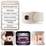 EMS Red Light Pulse Massage Belt with Heat, Portable Wearable Muscle Stimulator for Waist, Arm and V1341-ZY-KLN4LKUB-B