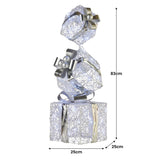 Christabelle 83cm Triple Christmas Silver Giftbox Stack Display with Lights 112_MHA516