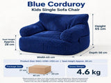 Soft Corduroy Kids Armchair with Pockets, Comfy Foam-Filled Lounge Seat for Bedroom Living Room V1341-ZY-AZA5DQVS-BLUE