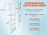 Dock Ladder, Removable 4 Steps, 500 lbs Load Capacity, Aluminum Alloy Pontoon Boat Ladder with 3.1'' V952-MTZTCXSJFHXJDT0PBV0