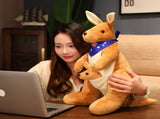 Kangaroo Stuffed Animal with Joey in Pouch & Australia Scarf - Soft Cuddly Plush Toy V1107-CS-DSGZQZ-55