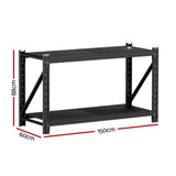 Giantz 2x 0.9M Garage Shelving Workbench Warehouse Rack WR-F-15060-900BK-ABX2