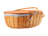 Woven Picnic Basket Durable Portable Wicker Hand Basket Rustic Fruit Basket with Lid for Outdoor V1294-YM0703-230711SM01-1