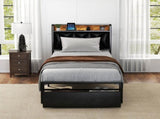 Levede Single Bed Frame Leather Headboard RGB 2 Drawers BF1064-S