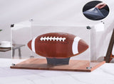 Wooden Base Baseball Holder Display Case with Stand and Lid Acrylic Clear Box UV Protected V1294-YM0901-H48386